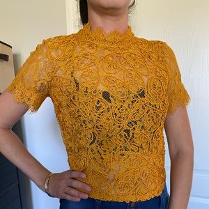 Beautiful yellow mustard lace shirt